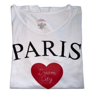 Cozy‎ Couture Womens L Paris Graphic T Shirt White NWT